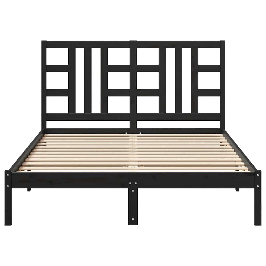 Okvir za krevet od masivnog drva crni 140 x 190 cm