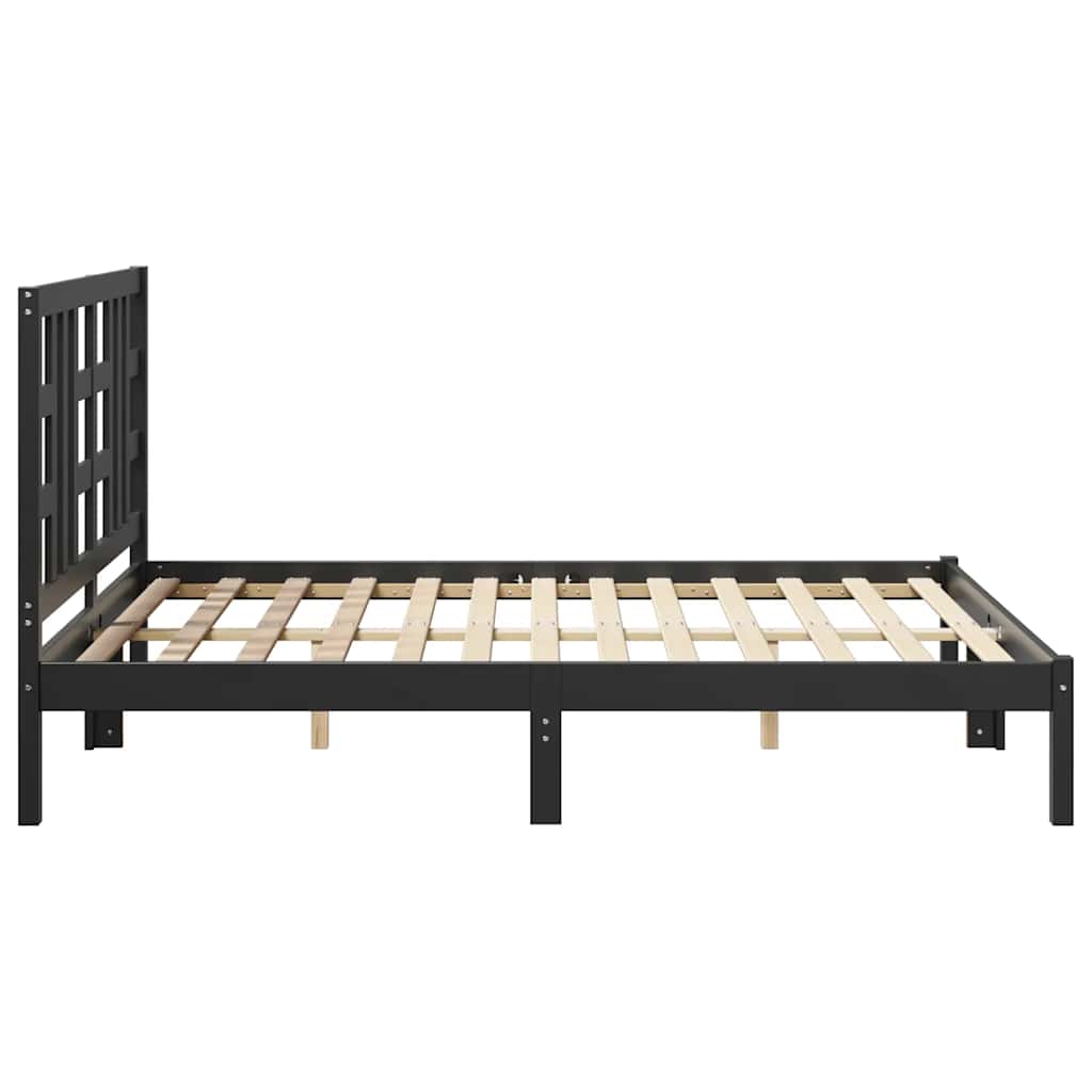 Okvir za krevet od masivnog drva crni 140 x 190 cm