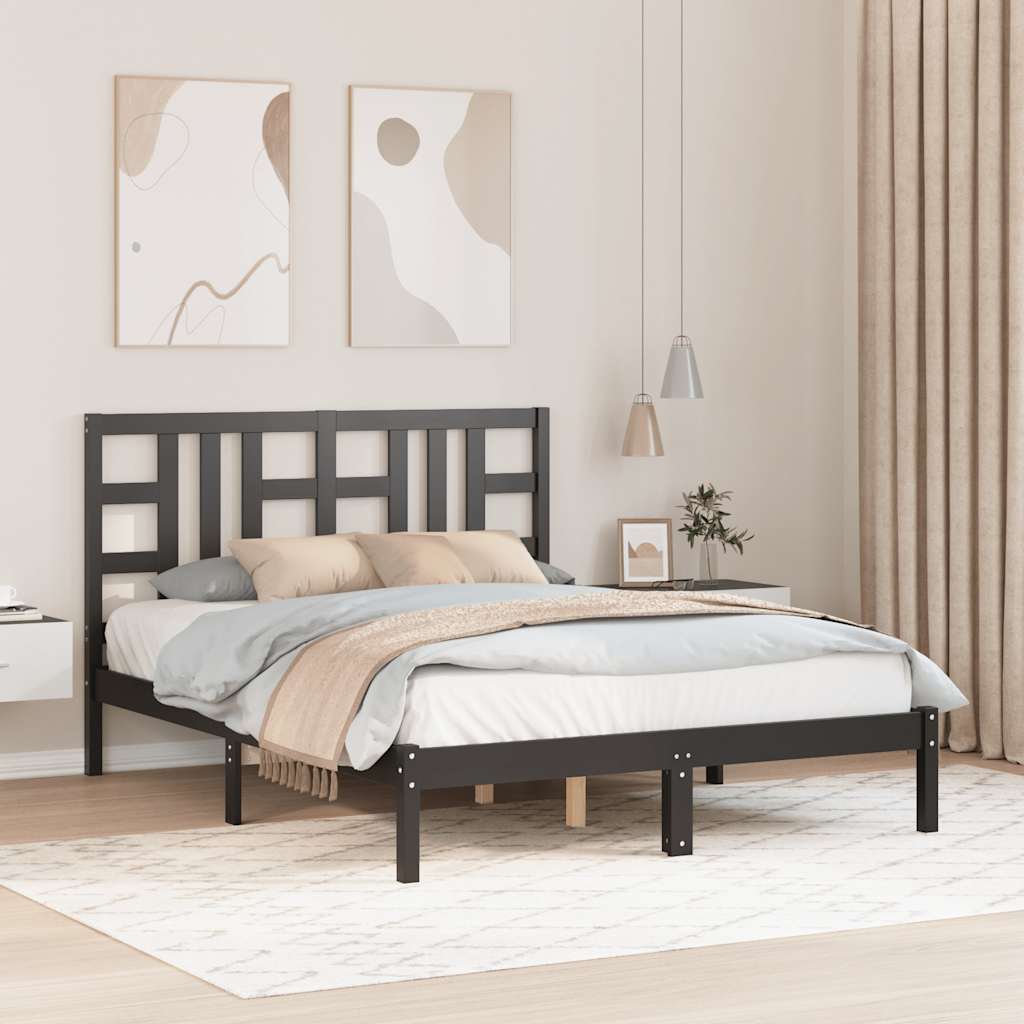 Okvir za krevet od masivnog drva crni 140 x 190 cm