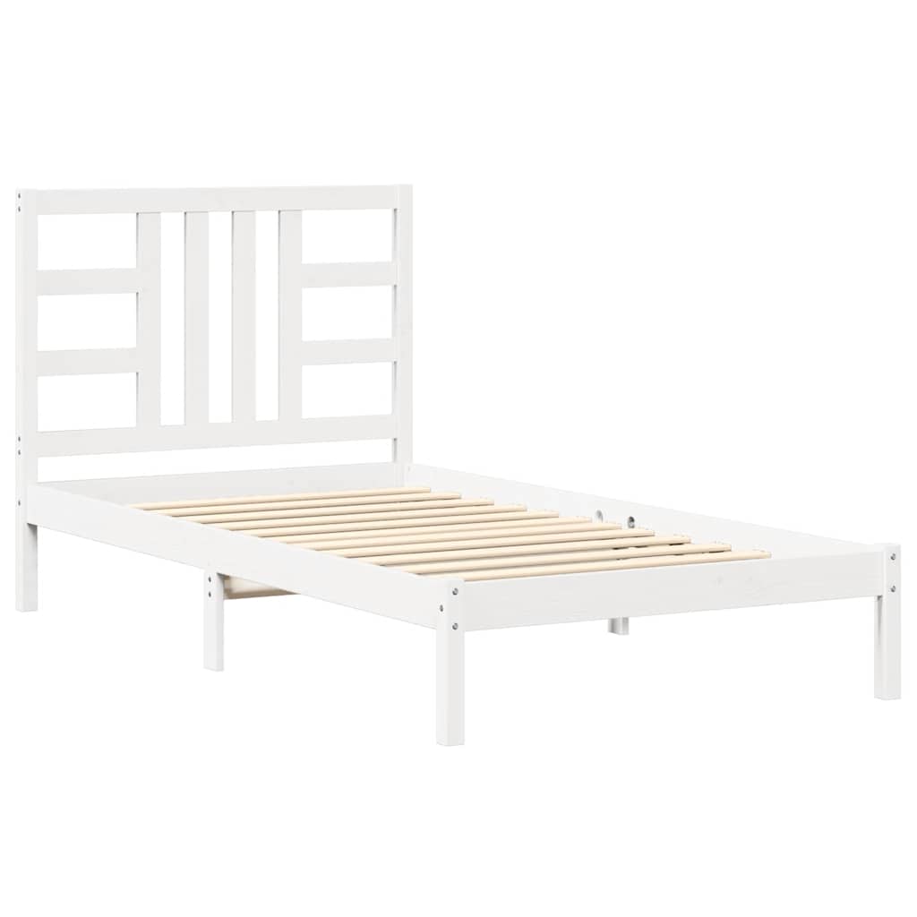 Okvir za krevet od masivnog drva bijeli 100 x 200 cm