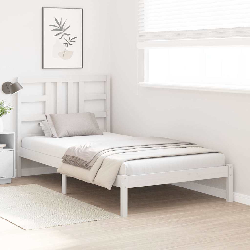 Okvir za krevet od masivnog drva bijeli 100 x 200 cm