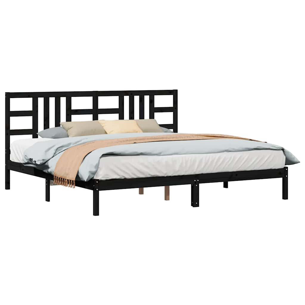 Okvir za krevet od masivne borovine crni 200 x 200 cm