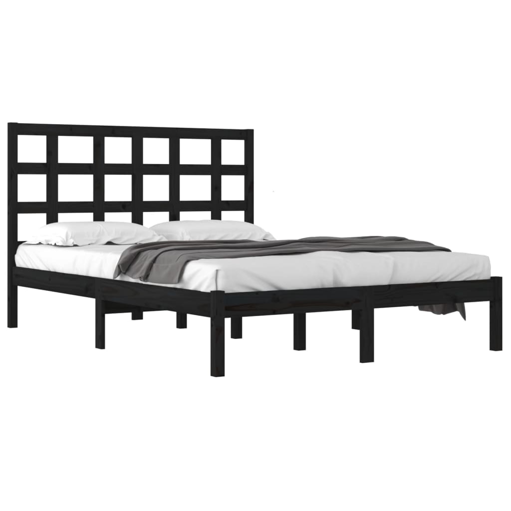 Okvir za krevet od masivne borovine crni 200 x 200 cm
