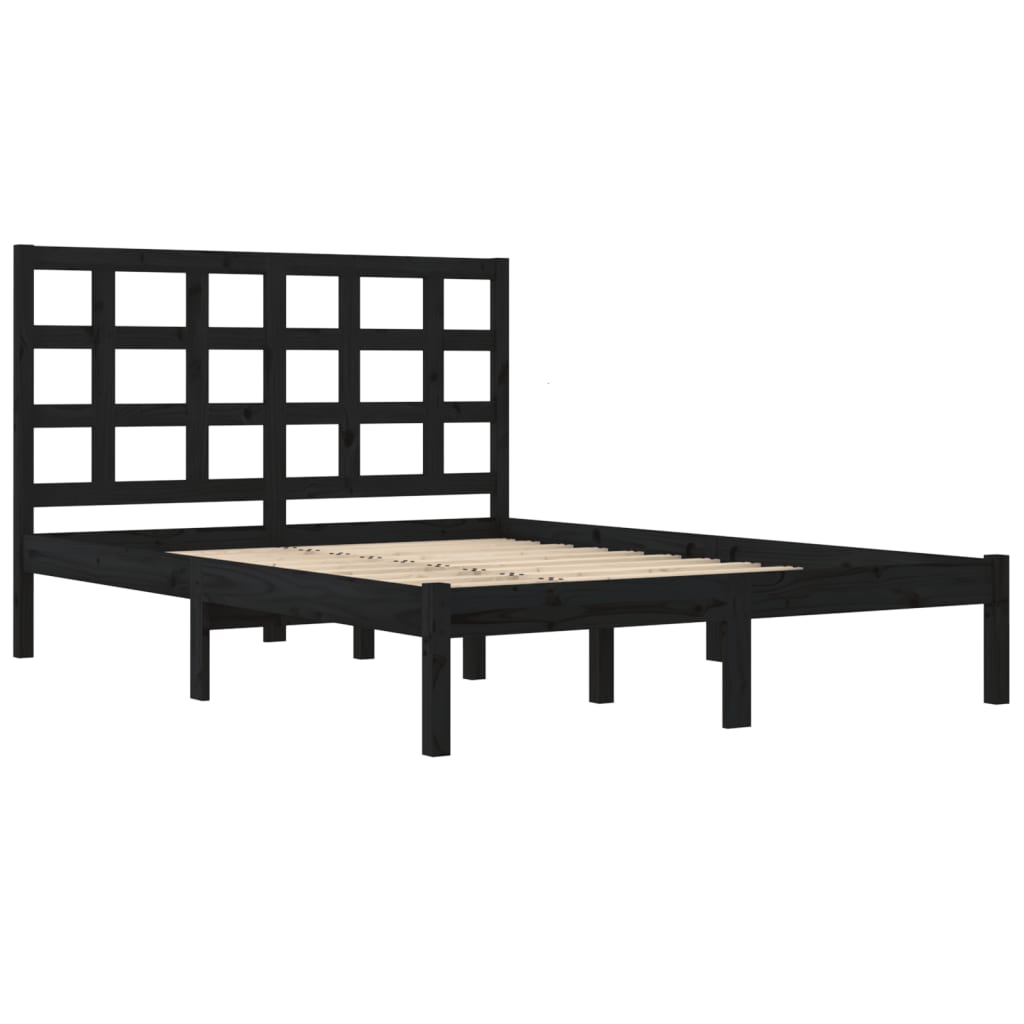 Okvir za krevet od masivne borovine crni 200 x 200 cm