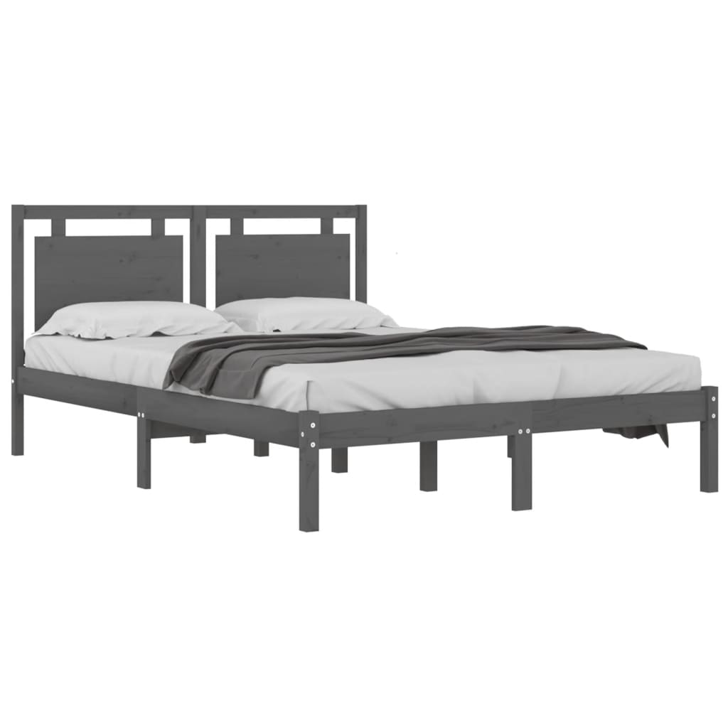 Okvir za krevet od masivne borovine sivi 200 x 200 cm
