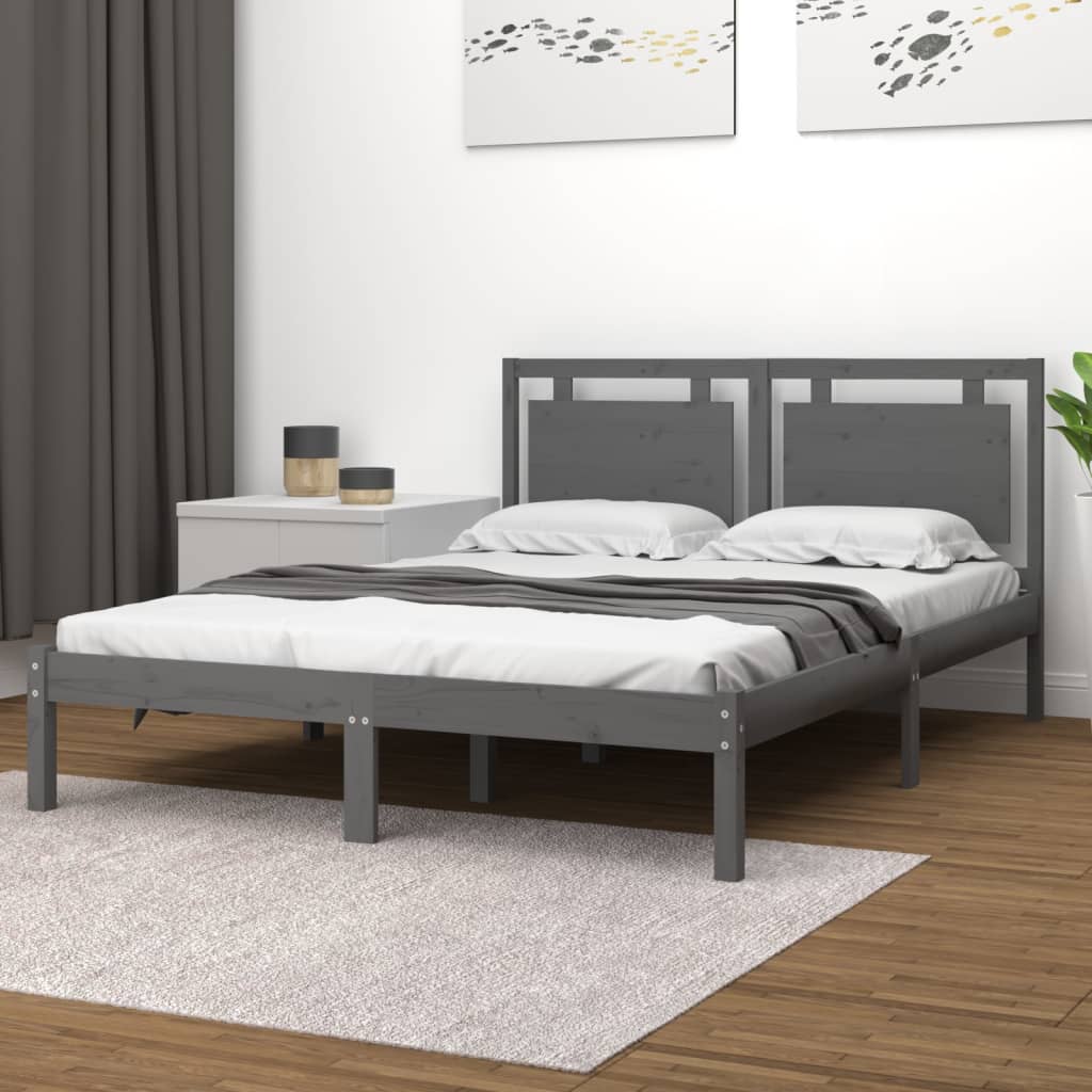 Okvir za krevet od masivne borovine sivi 200 x 200 cm