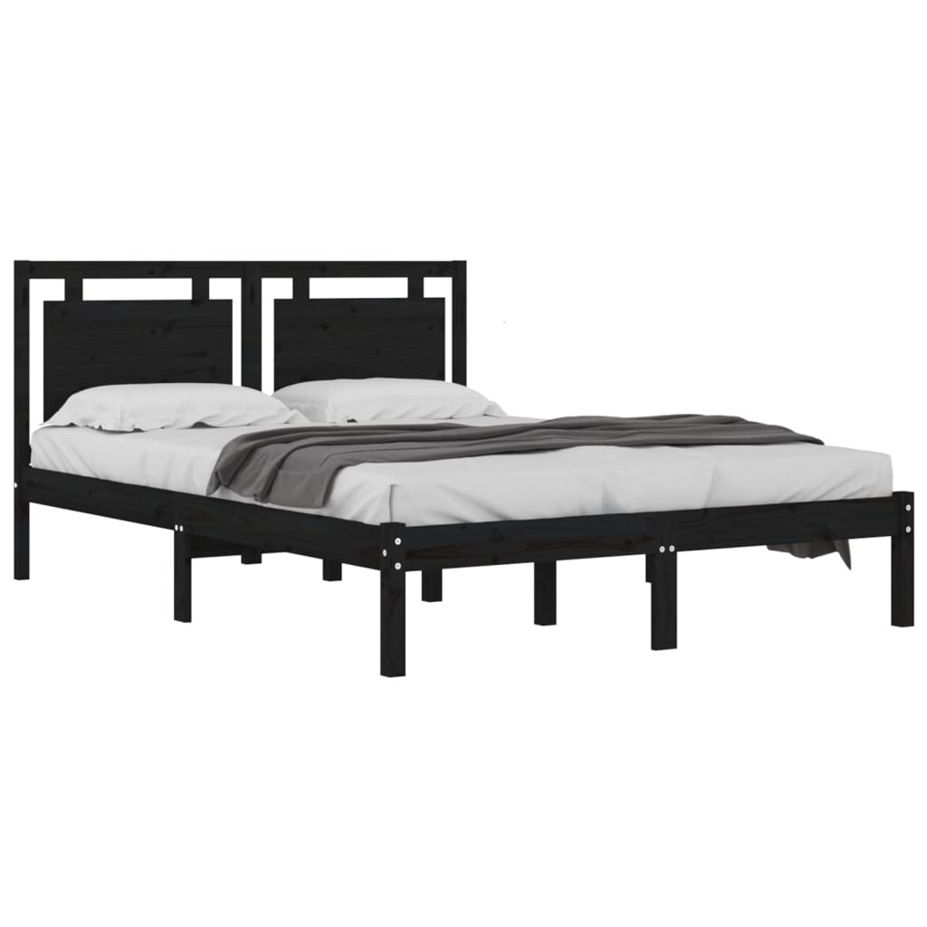 Okvir za krevet od masivne borovine crni 200 x 200 cm