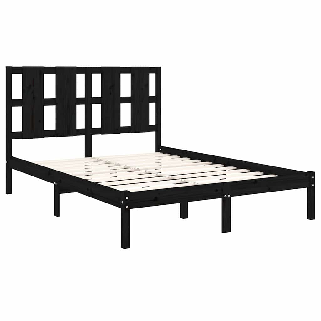 Okvir za krevet od masivne borovine crni 140 x 190 cm
