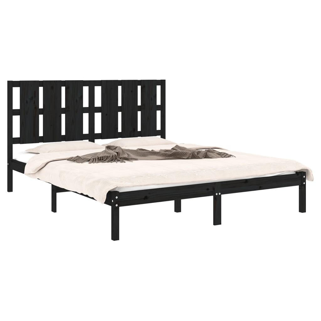 Okvir za krevet od masivnog drva crni 150 x 200 cm veliki