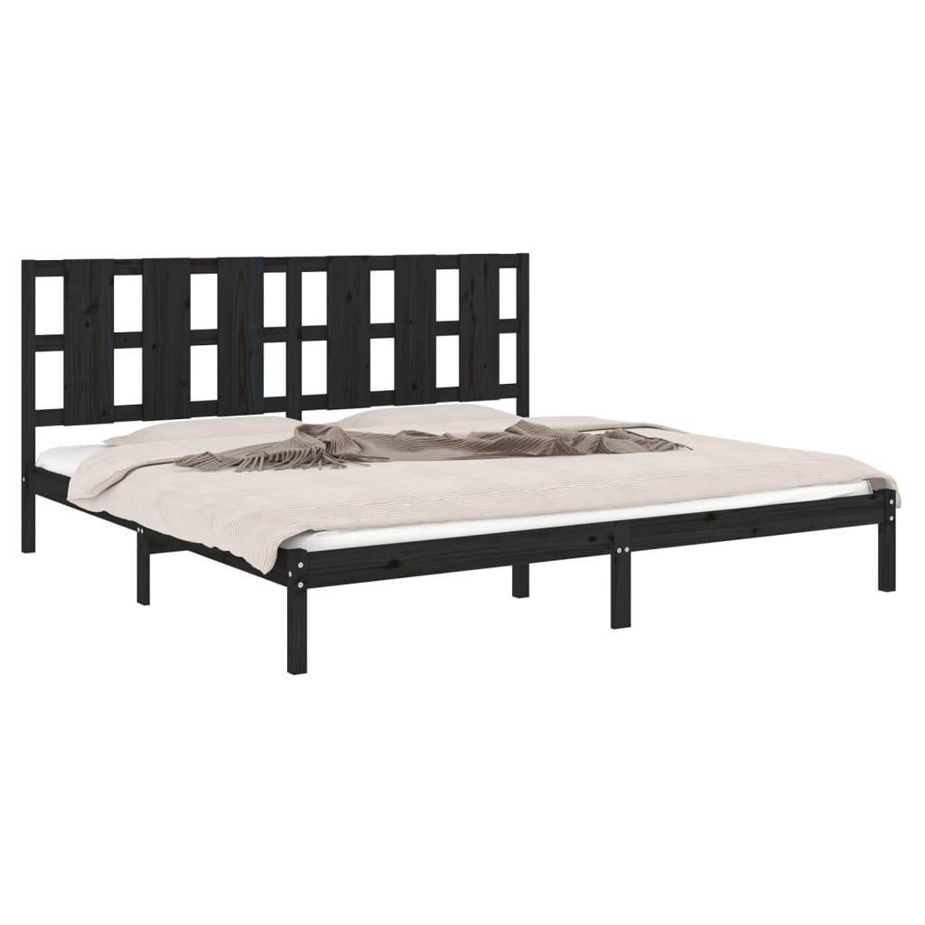 Okvir za krevet od masivne borovine crni 200 x 200 cm