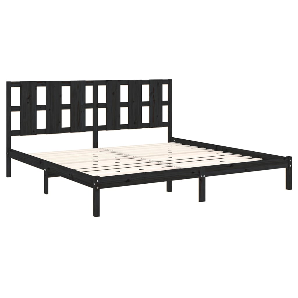 Okvir za krevet od masivne borovine crni 200 x 200 cm