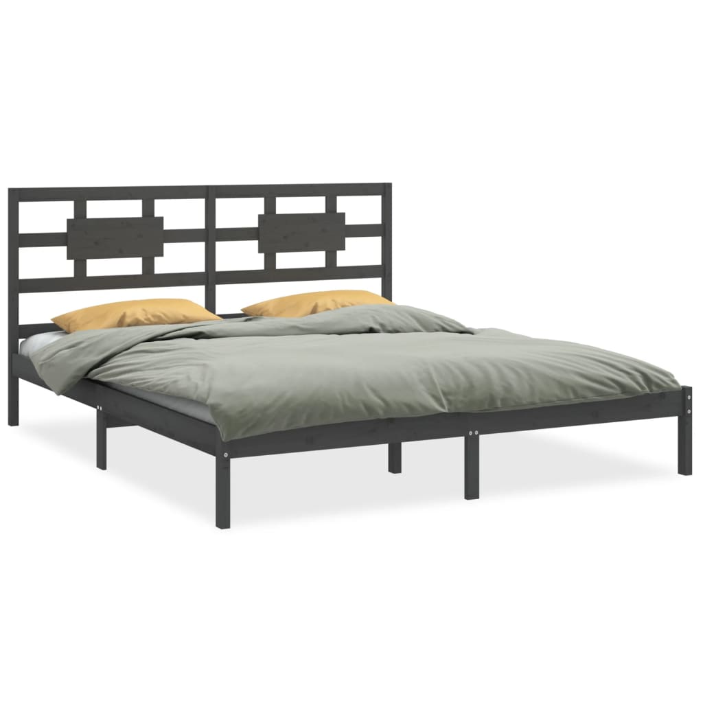 Okvir za krevet od masivne borovine sivi 200 x 200 cm