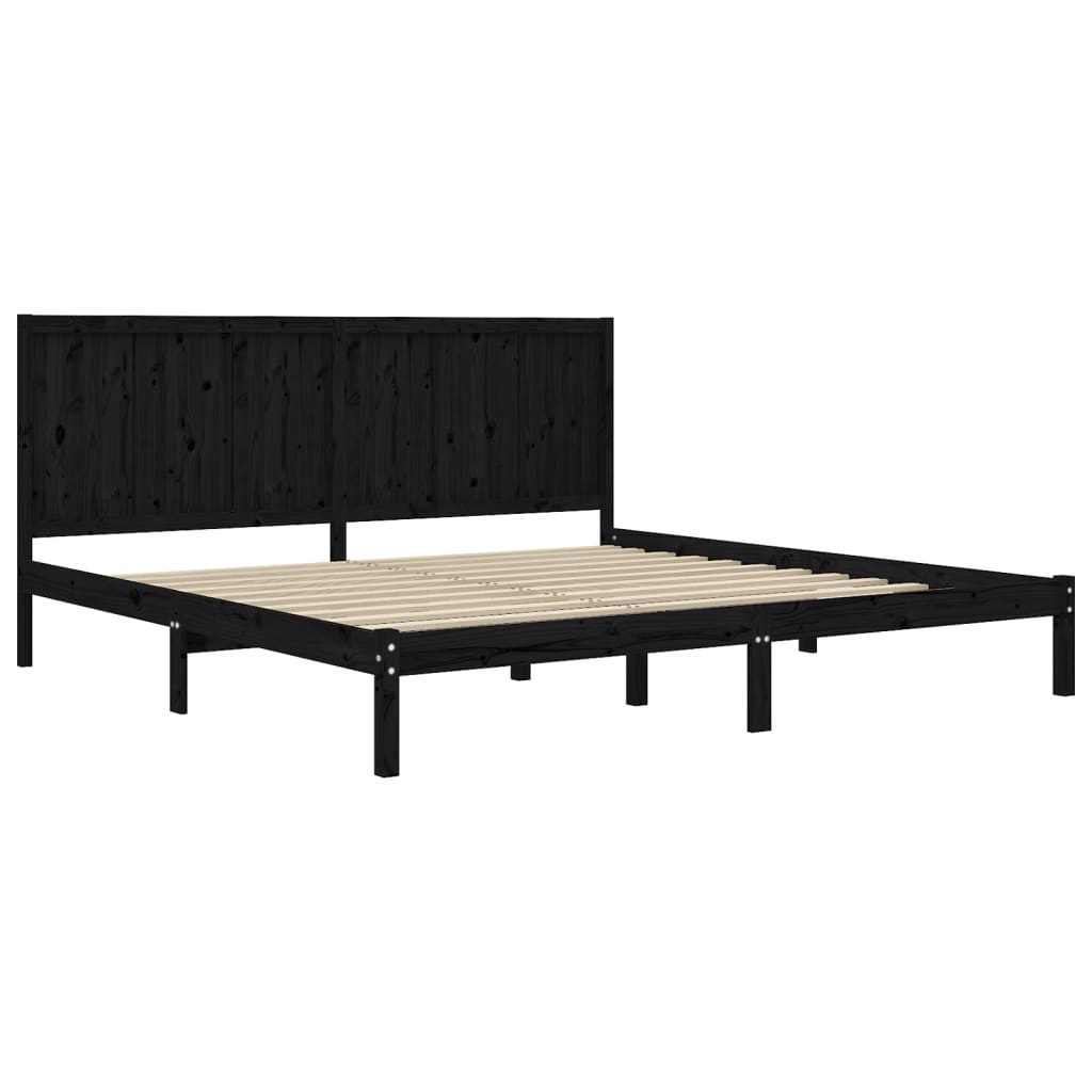 Okvir za krevet od masivne borovine crni 200 x 200 cm