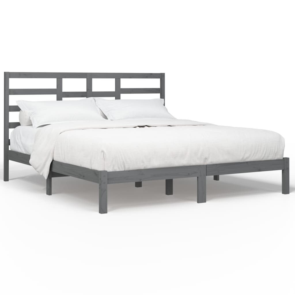 Okvir za krevet od masivne borovine sivi 200 x 200 cm