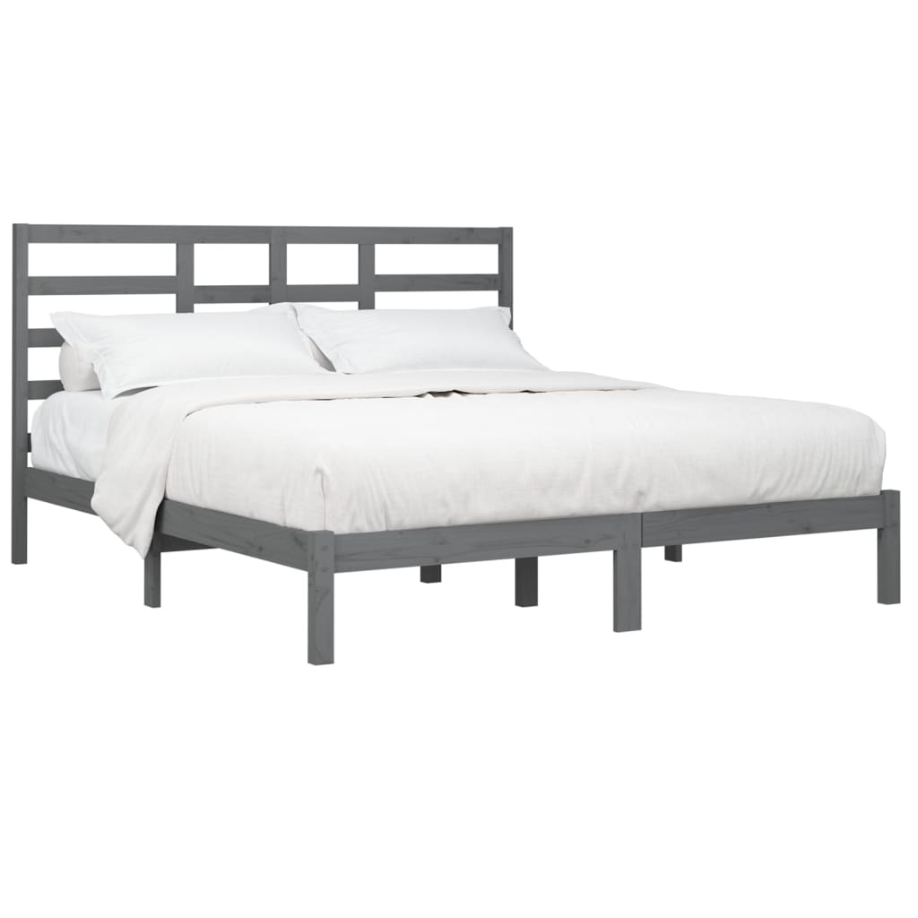 Okvir za krevet od masivne borovine sivi 200 x 200 cm