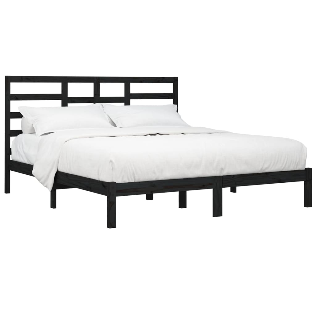 Okvir za krevet od masivne borovine crni 200 x 200 cm