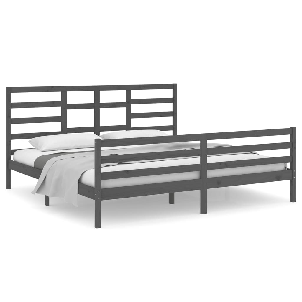 Okvir za krevet od masivne borovine sivi 200 x 200 cm