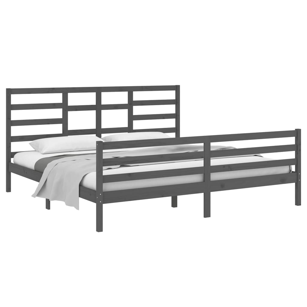 Okvir za krevet od masivne borovine sivi 200 x 200 cm
