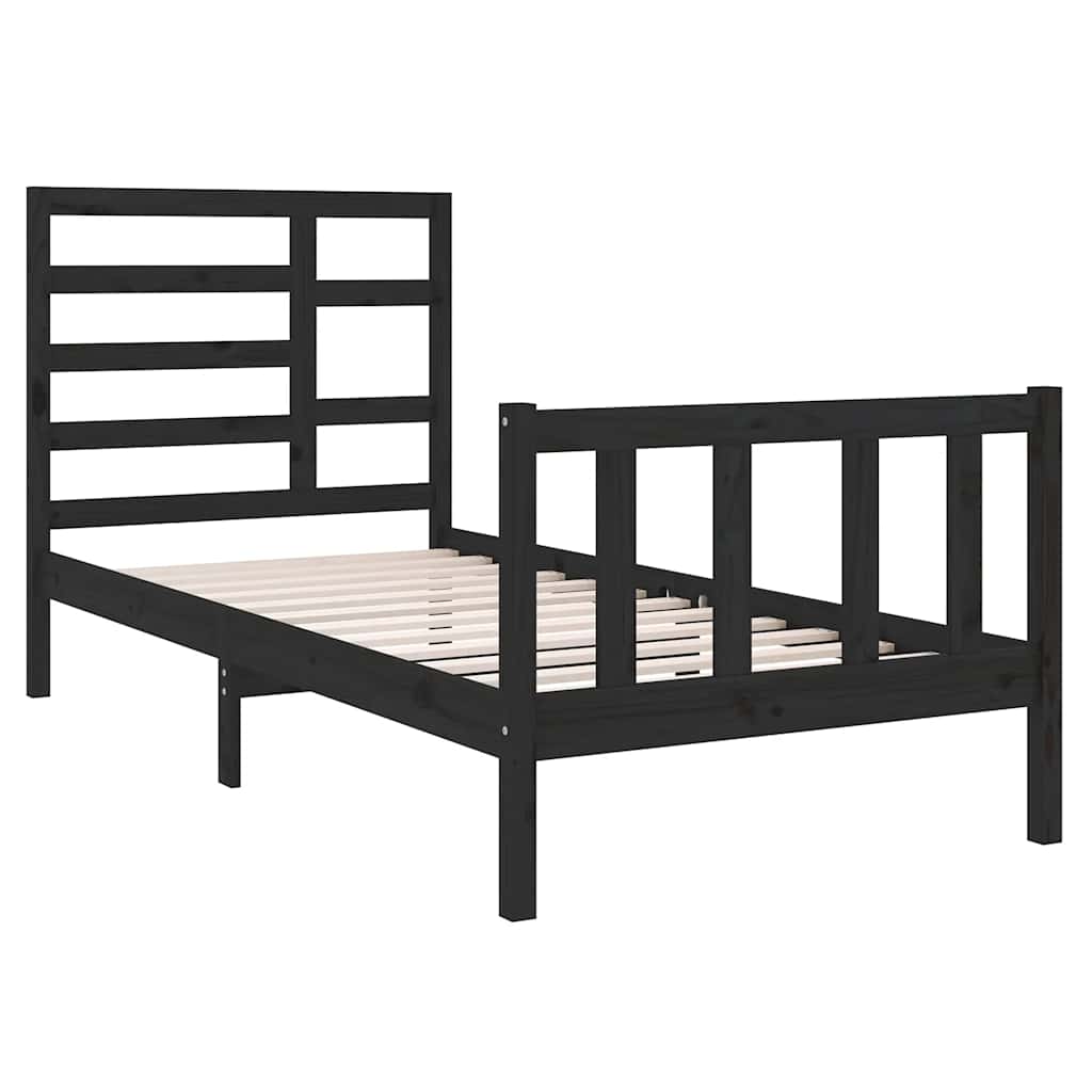 Okvir za krevet od masivnog drva crni 75 x 190 cm mali