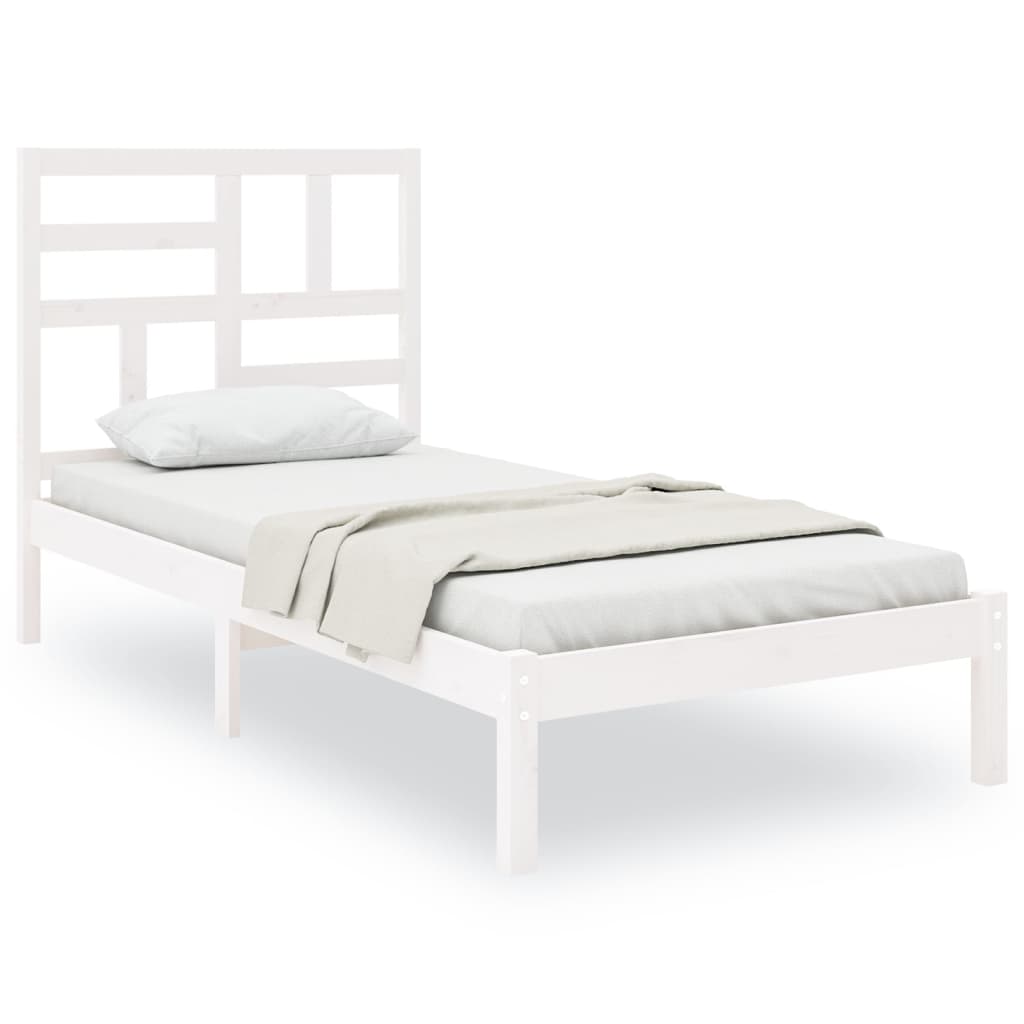 Okvir za krevet od masivnog drva bijeli 75 x 190 cm mali