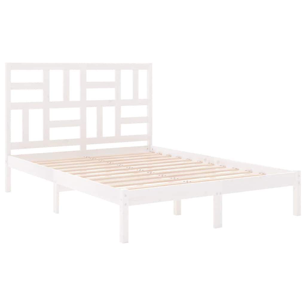 Okvir za krevet od masivnog drva bijeli 140 x 200 cm