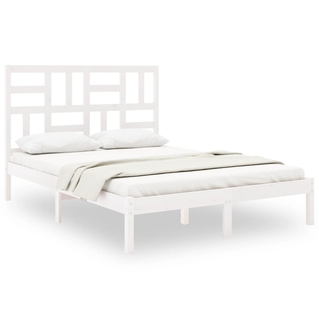 Okvir za krevet od masivne borovine bijeli 150 x 200 cm king
