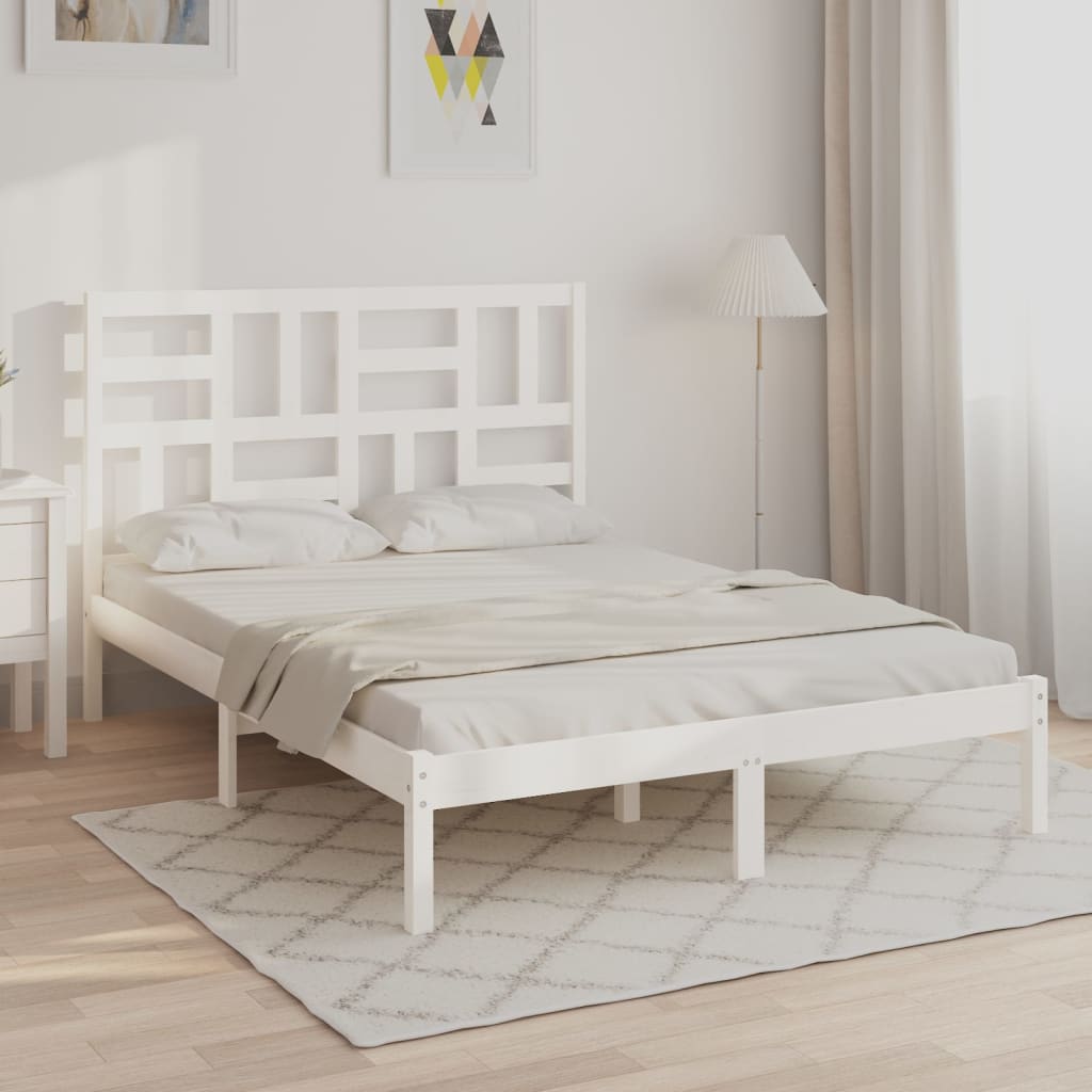 Okvir za krevet od masivne borovine bijeli 150 x 200 cm king