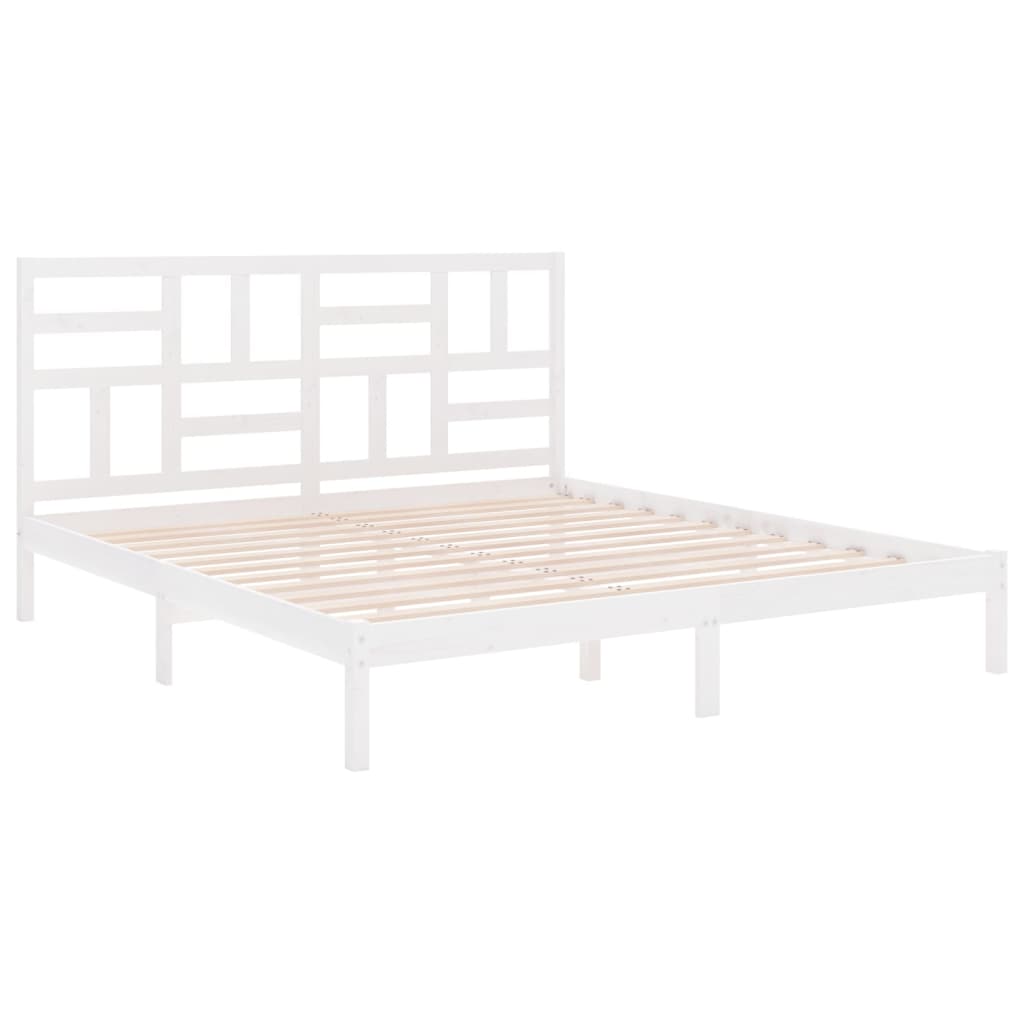 Okvir za krevet od masivnog drva bijeli 180 x 200 cm veliki