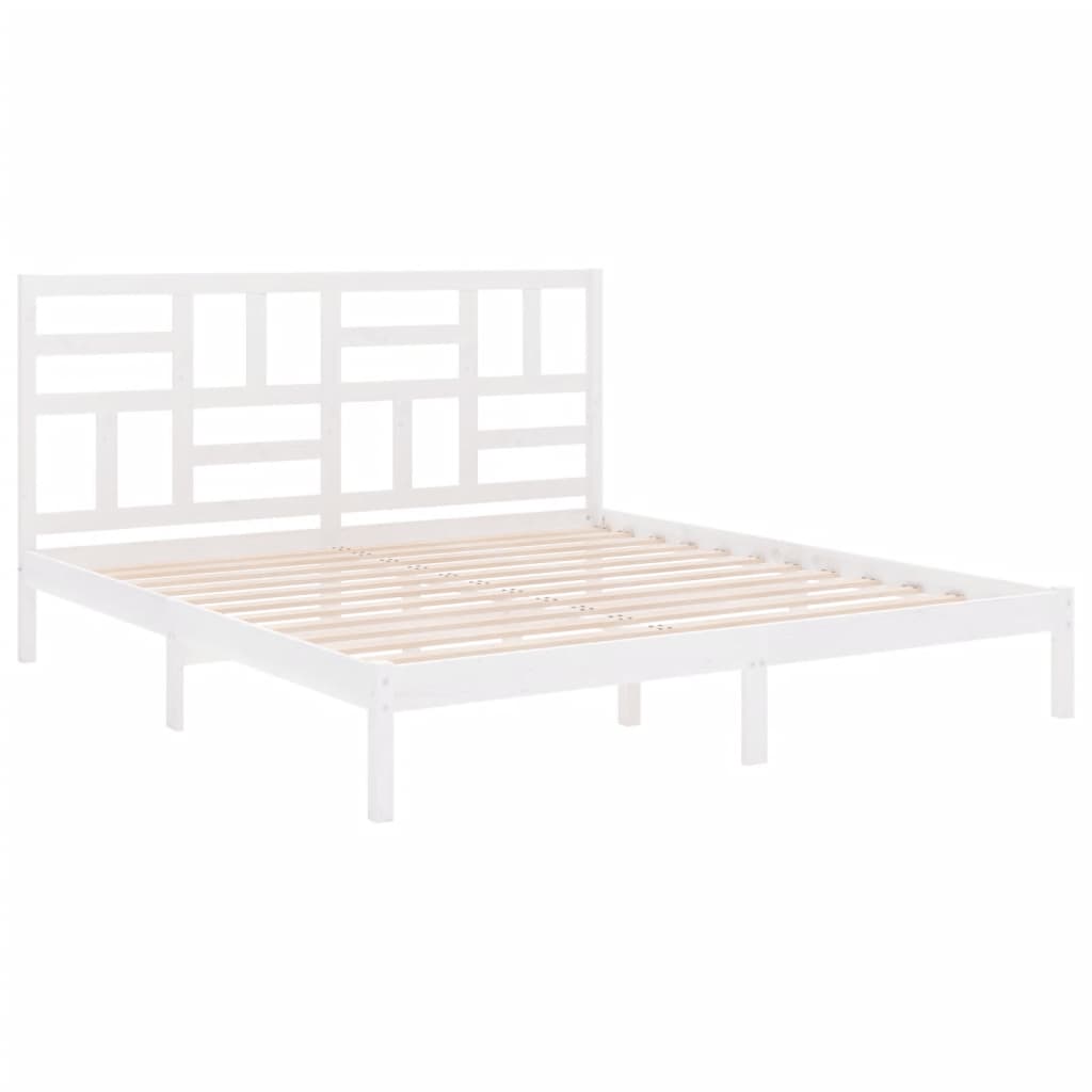 Okvir za krevet od masivne borovine bijeli 200 x 200 cm