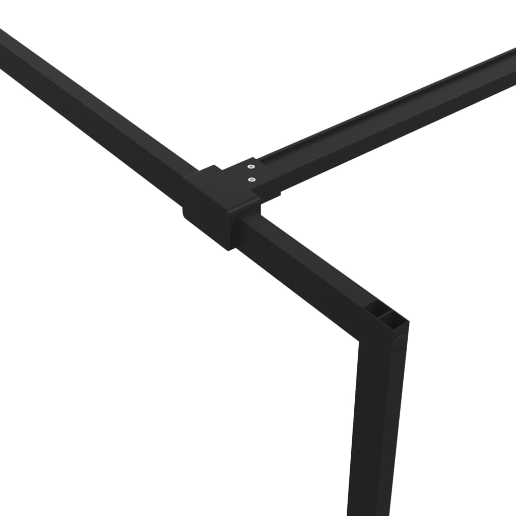 Pregrada za tuš crna 100 x 195 cm s napola mutnim staklom ESG