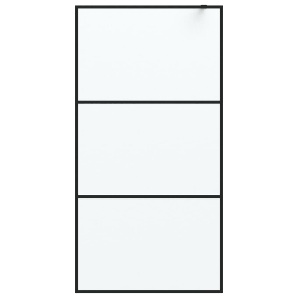 Pregrada za tuš crna 100 x 195 cm s mutnim staklom ESG