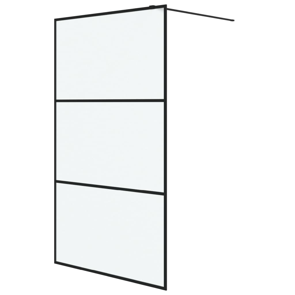 Pregrada za tuš crna 115 x 195 cm s mutnim staklom ESG