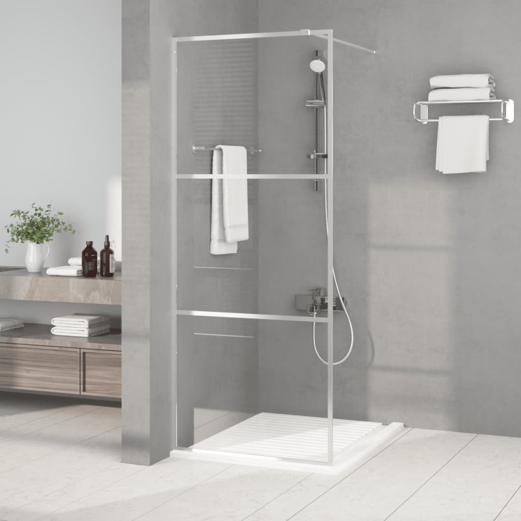 Pregrada za tuš srebrna 80 x 195 cm s prozirnim staklom ESG