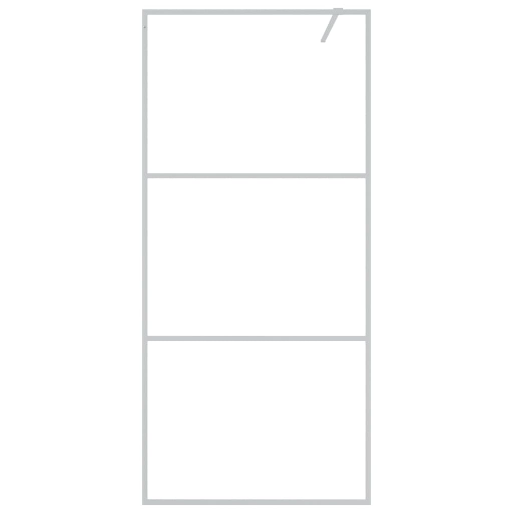 Pregrada za tuš srebrna 90 x 195 cm s prozirnim staklom ESG