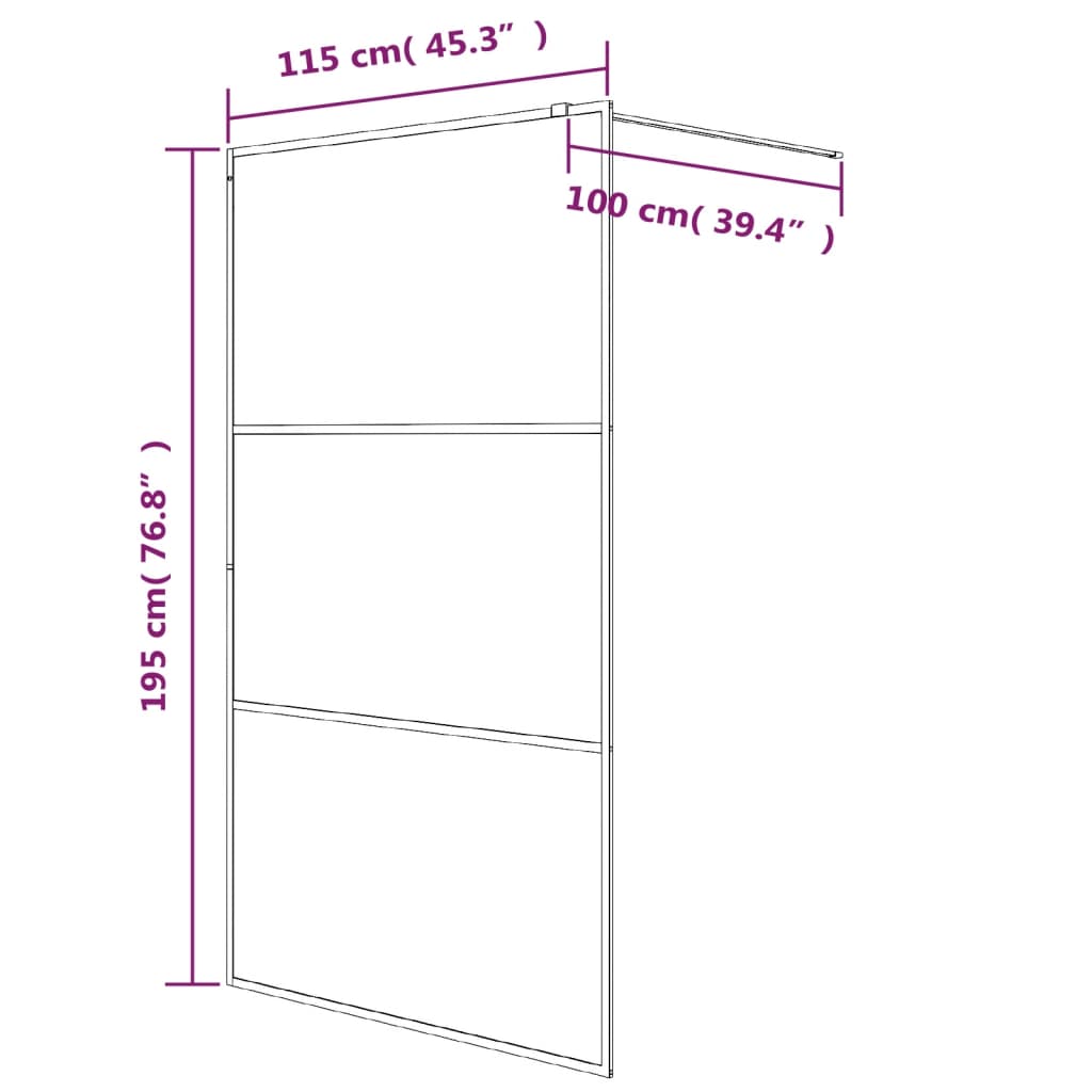 Pregrada za tuš srebrna 115 x 195 cm s prozirnim staklom ESG