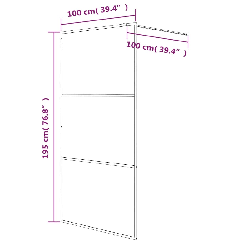 Pregrada za tuš bijela 100 x 195 cm s prozirnim staklom ESG