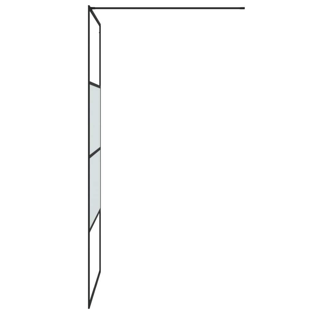 Pregrada za tuš crna 100 x 195 cm s napola mutnim staklom ESG