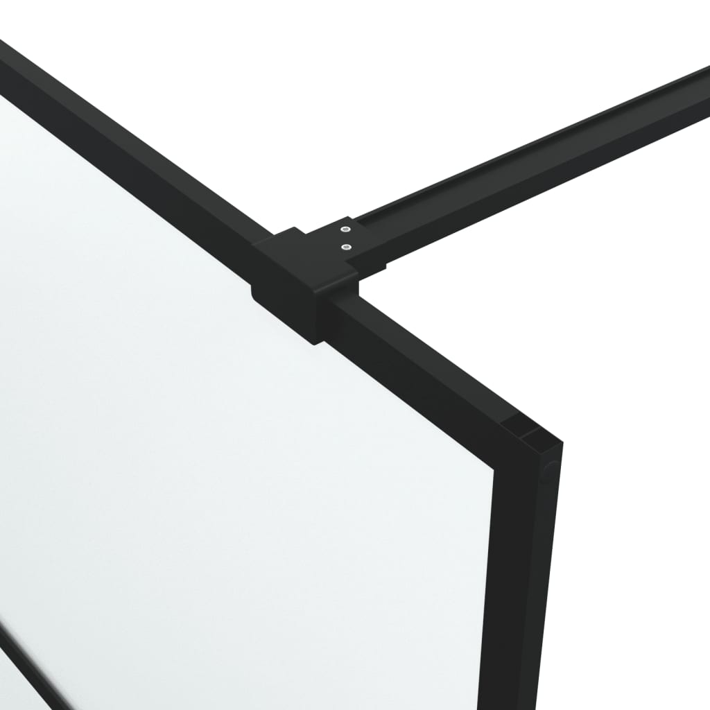 Pregrada za tuš crna 90 x 195 cm s mutnim staklom ESG