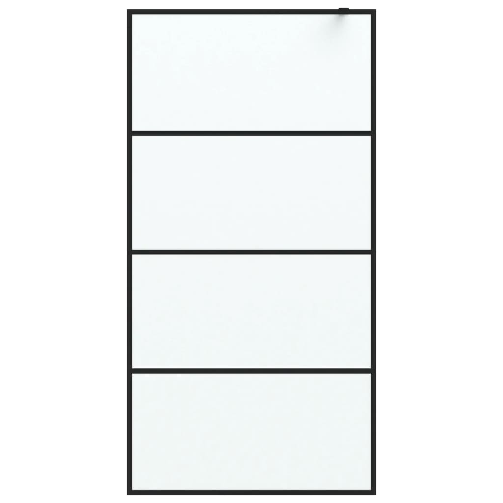 Pregrada za tuš crna 100 x 195 cm s mutnim staklom ESG