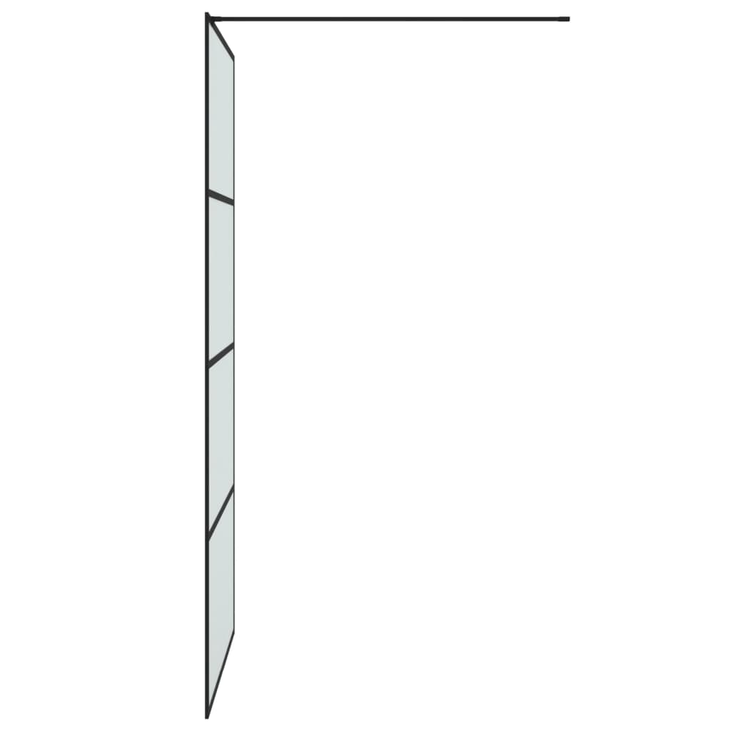 Pregrada za tuš crna 100 x 195 cm s mutnim staklom ESG