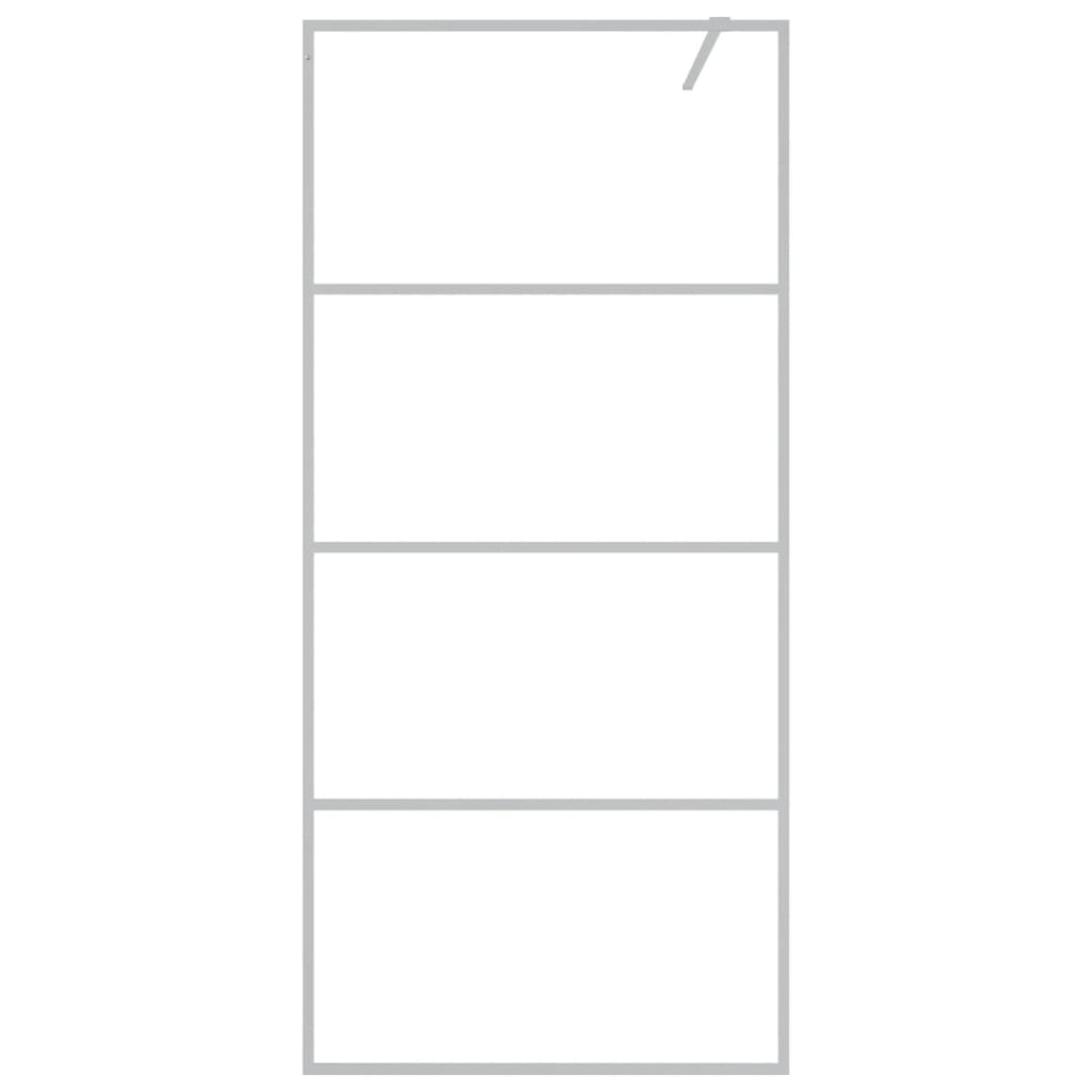 Pregrada za tuš srebrna 90 x 195 cm s prozirnim staklom ESG
