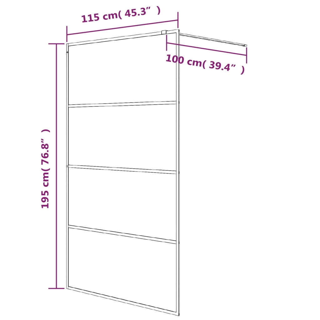 Pregrada za tuš bijela 115 x 195 cm s prozirnim staklom ESG