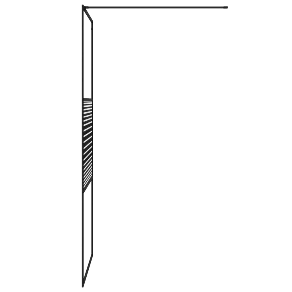 Pregrada za tuš crna 90 x 195 cm s prozirnim staklom ESG