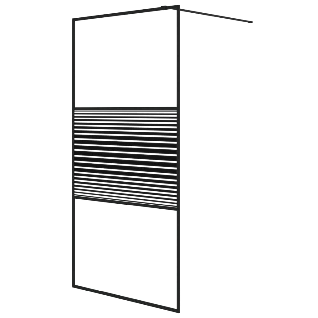 Pregrada za tuš crna 100 x 195 cm s prozirnim staklom ESG
