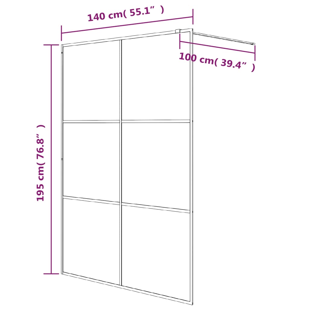 Pregrada za tuš bijela 140 x 195 cm s prozirnim staklom ESG