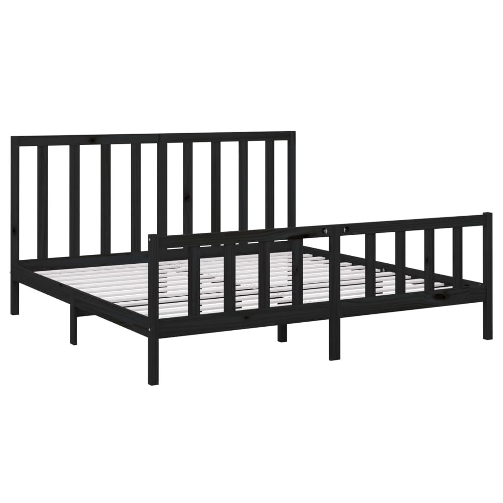 Okvir za krevet od masivne borovine crni 200 x 200 cm