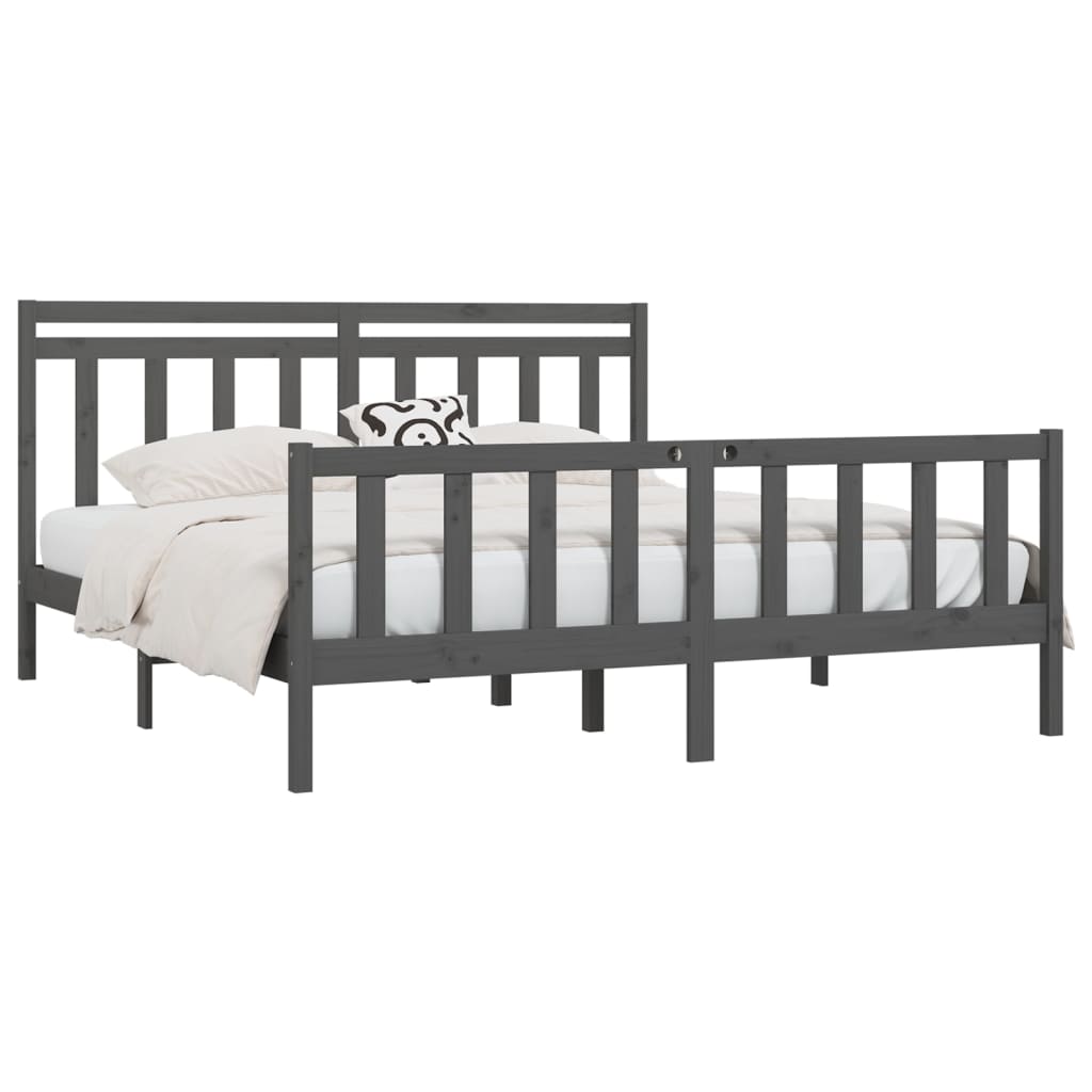 Okvir za krevet od masivne borovine sivi 200 x 200 cm