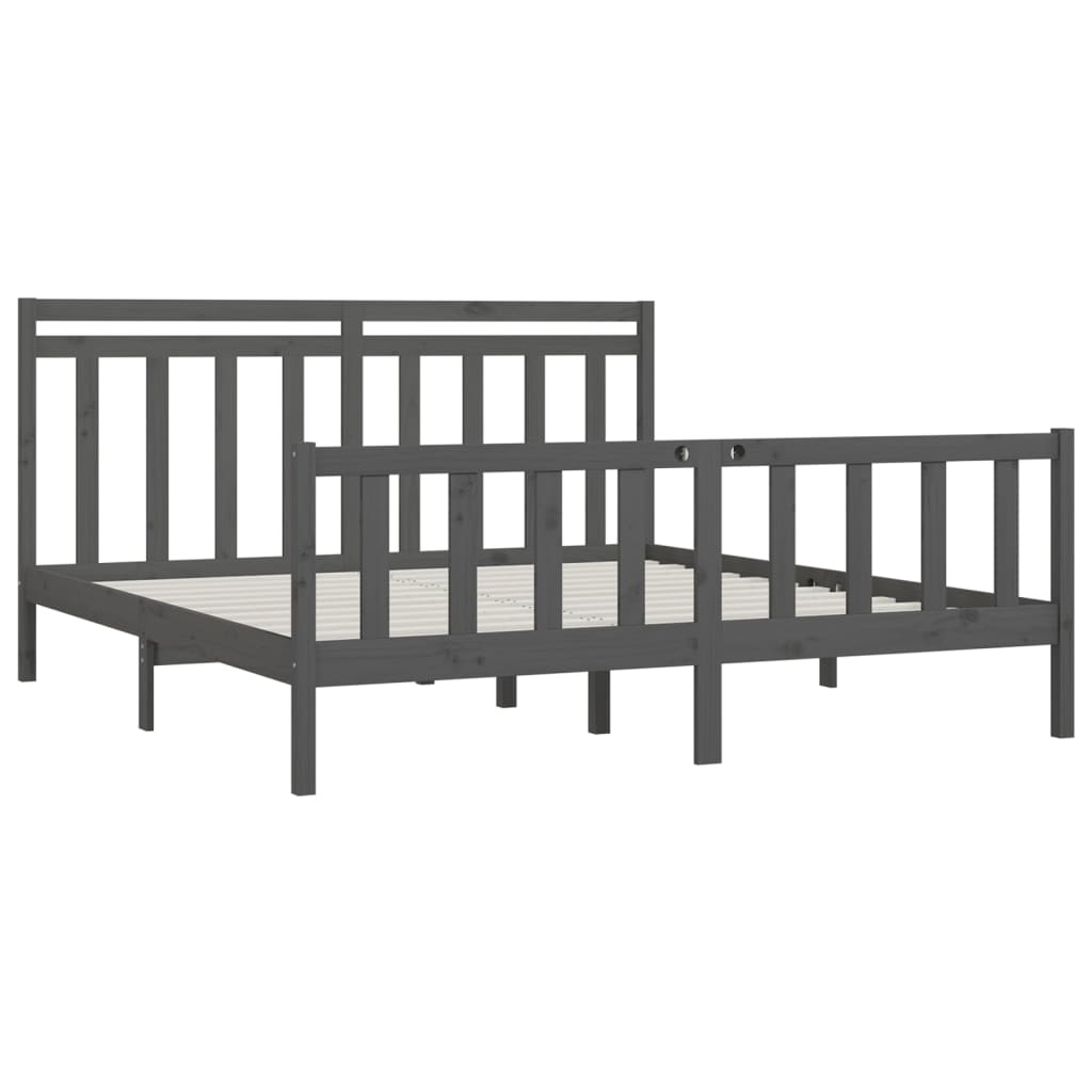 Okvir za krevet od masivne borovine sivi 200 x 200 cm