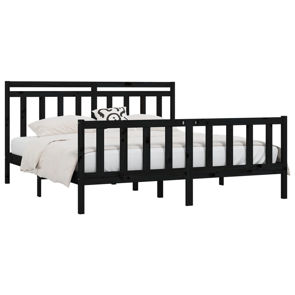 Okvir za krevet od masivne borovine crni 200 x 200 cm