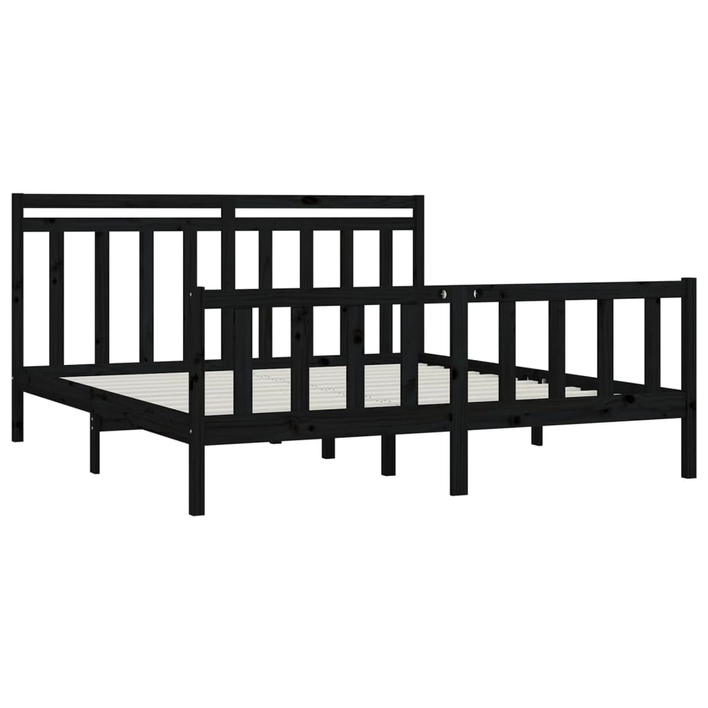 Okvir za krevet od masivne borovine crni 200 x 200 cm